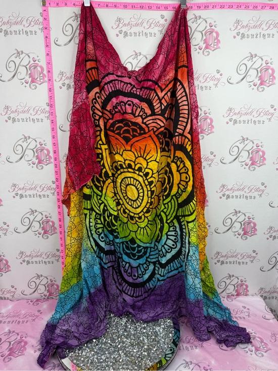 Accessories - Scarf or tapestry wall mandala Boho Rainbow Floral Wrap Scarf - Multicolor